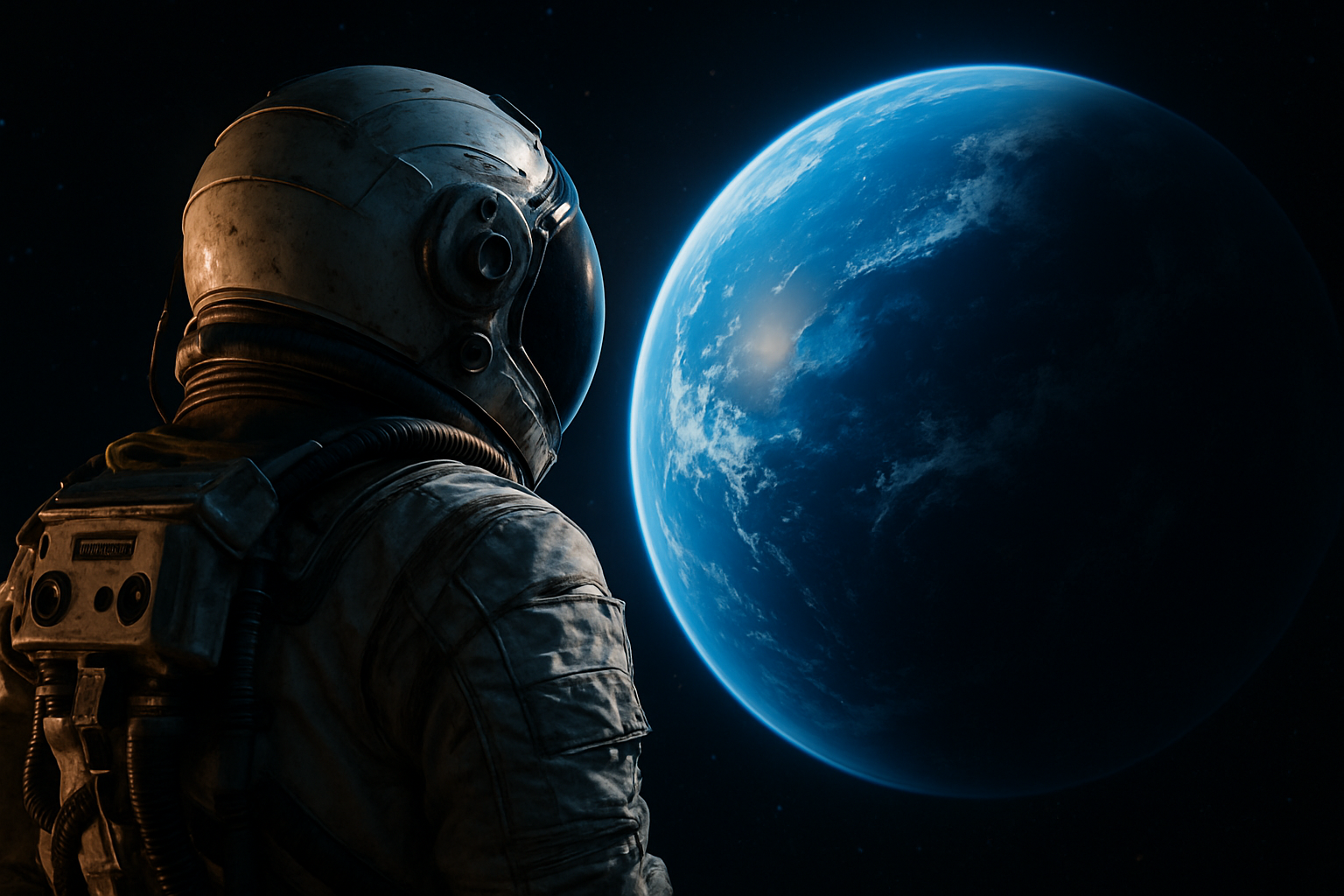 Astronaut Looking At Blue Planet Space Wallpaper 10 4K 4K Space Wallpaper