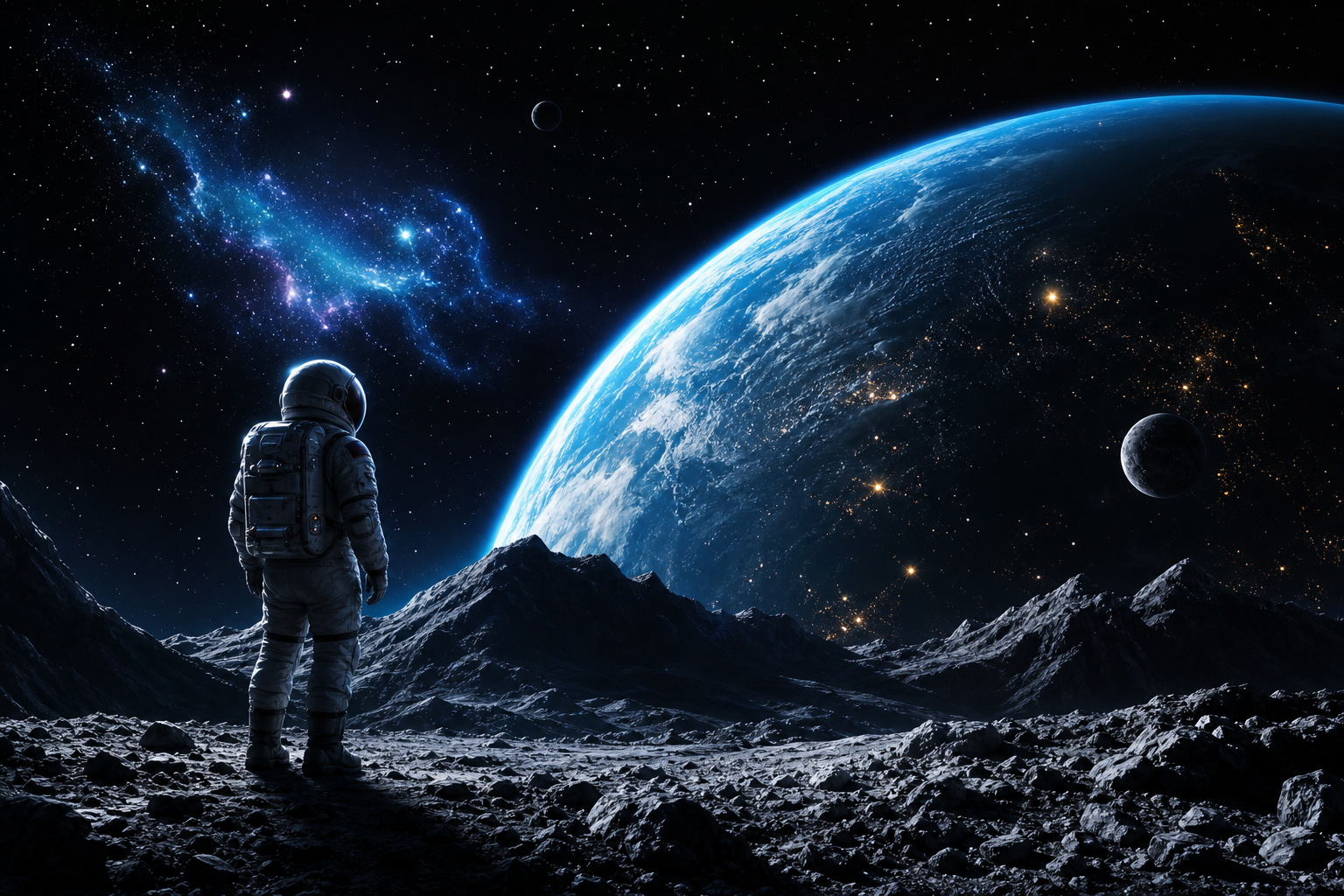 Astronaut Looking At Blue Planet Space Wallpaper  2 4K