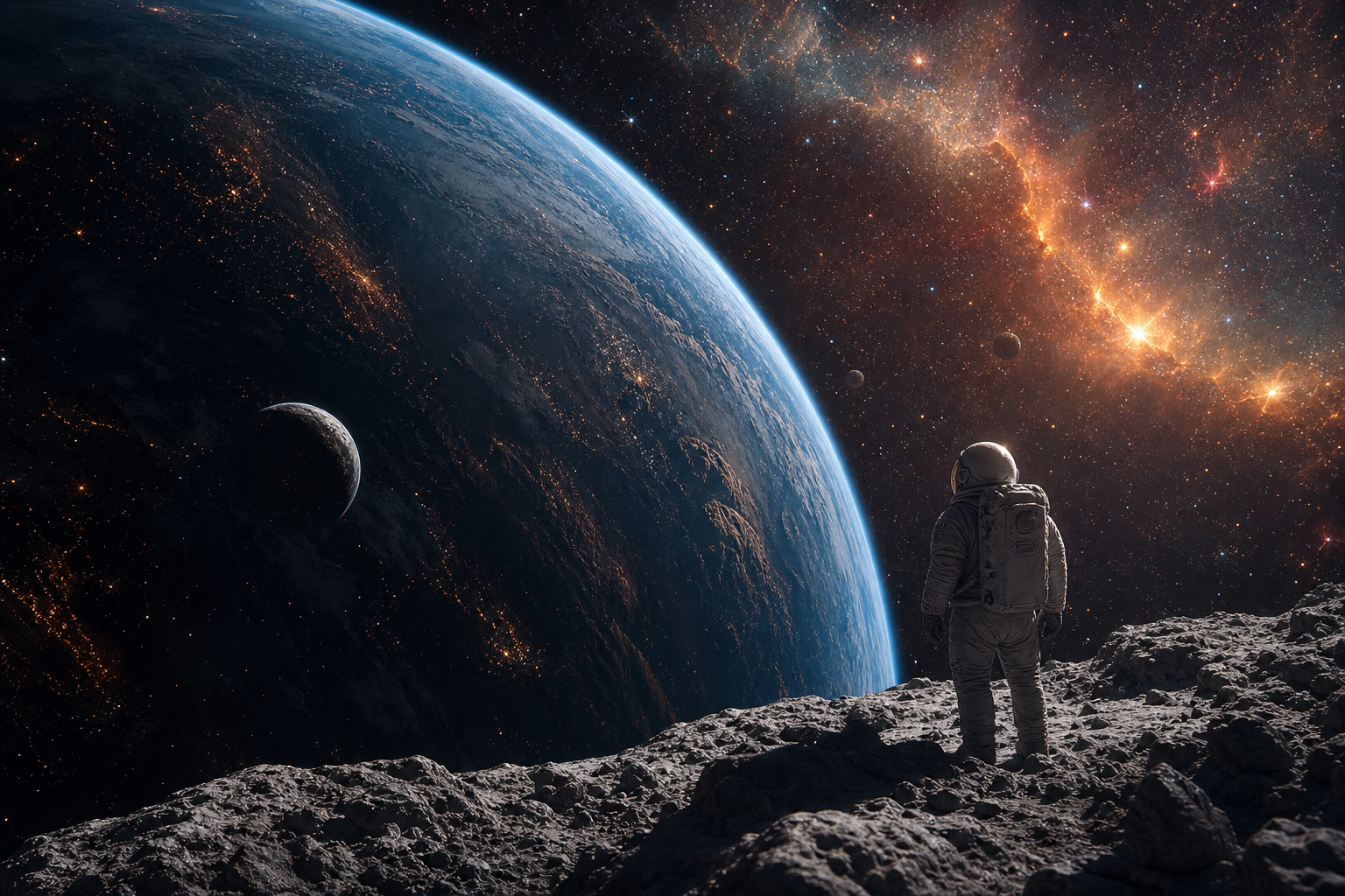 Astronaut Looking At Blue Planet Space Wallpaper  2 4K
