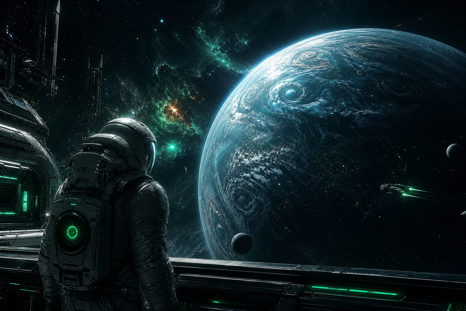 Astronaut Looking At Blue Planet Space Wallpaper  2 4K
