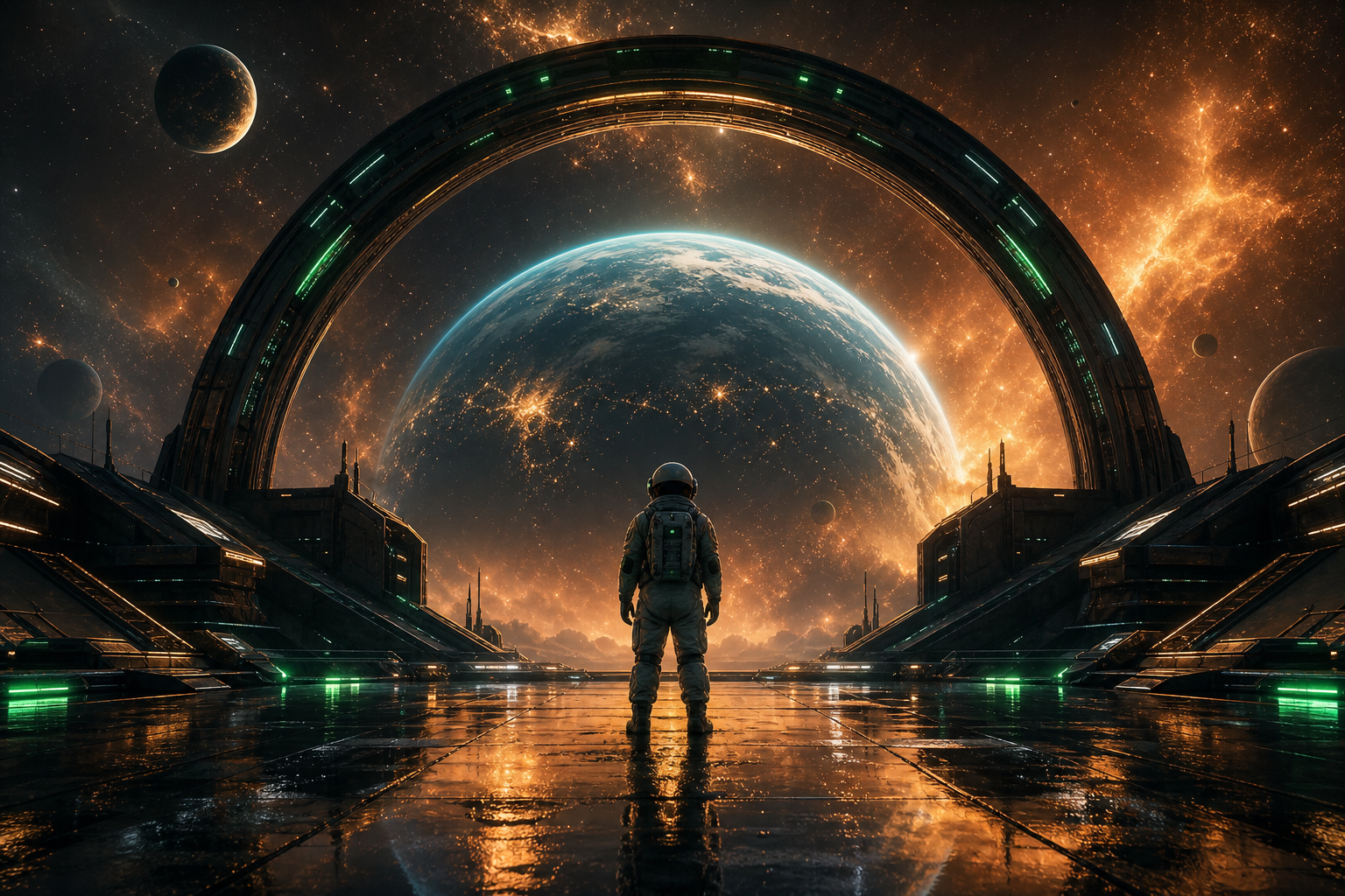 Astronaut Looking At Blue Planet Space Wallpaper  2 4K