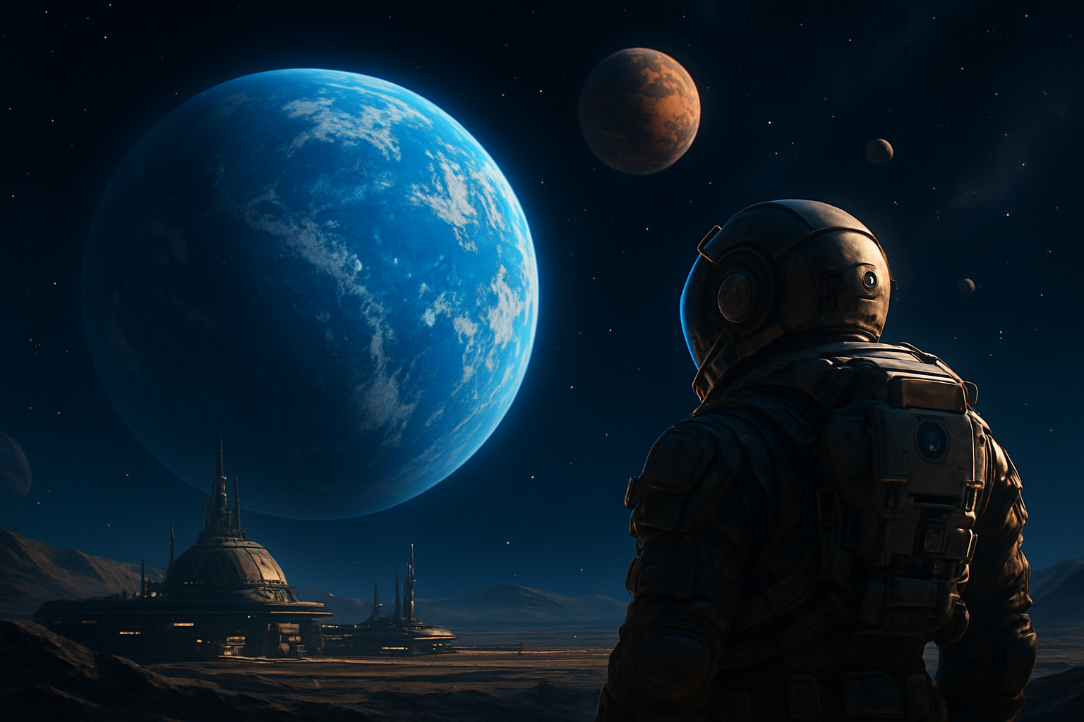 Astronaut Looking At Blue Planet Space Wallpaper 2 4K 4K Space Wallpaper