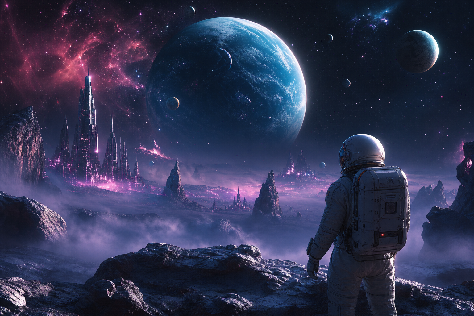 Astronaut Looking At Blue Planet Space Wallpaper 2 4K 11 4K Space Wallpaper