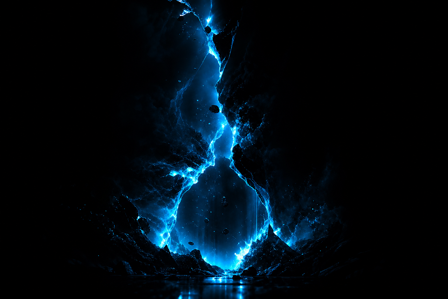 Black Background Blue Neon Shape Amoled Wallpaper  6 4K
