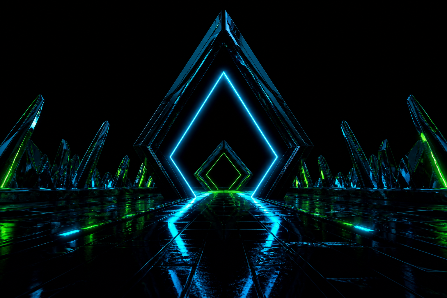 Black Background Blue Neon Shape Amoled Wallpaper  6 4K