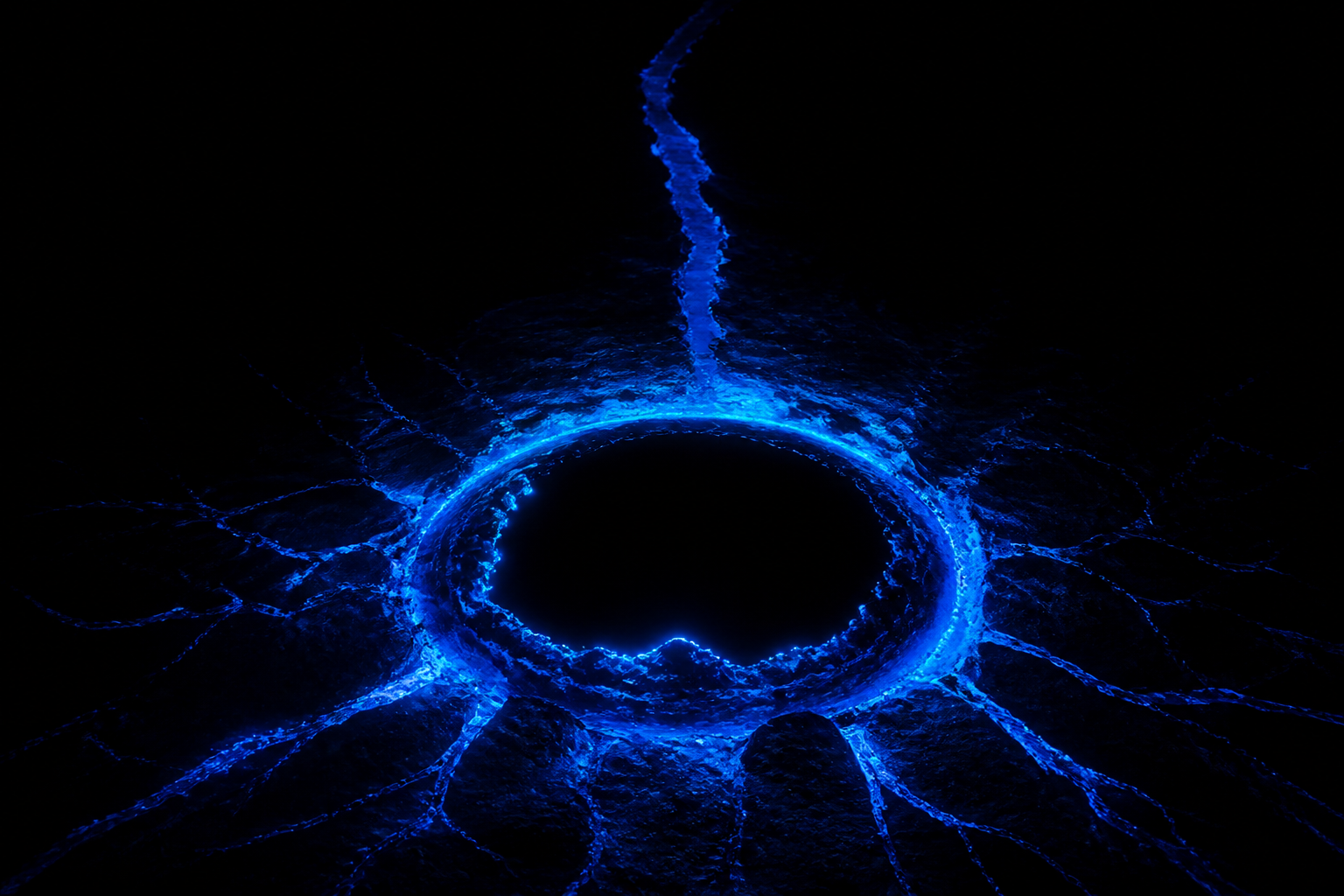 Black Background Blue Neon Shape Amoled Wallpaper  6 4K