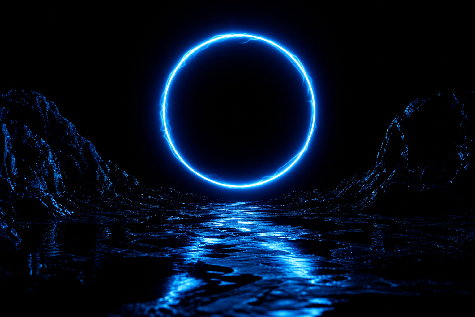 Black Background Blue Neon Shape Amoled Wallpaper 6 4K 14 4K Amoled Wallpaper