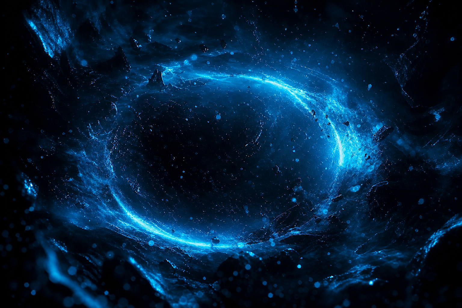 Black Background Blue Neon Shape Amoled Wallpaper  6 4K