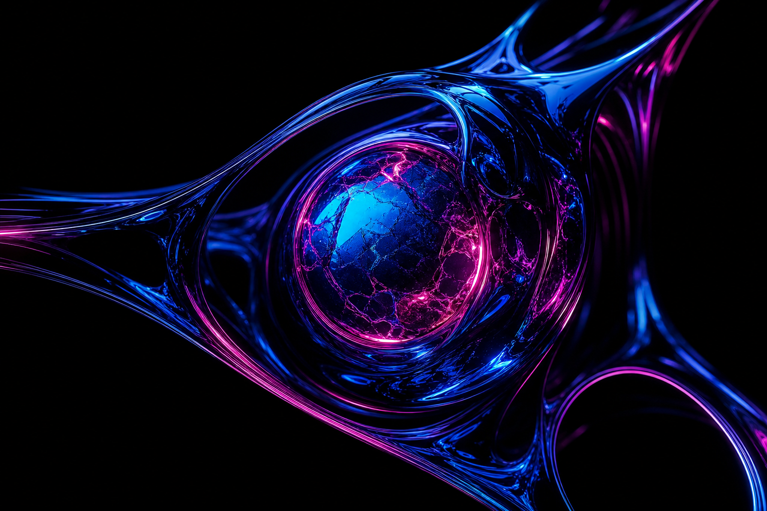 Black Background Blue Neon Shape Amoled Wallpaper  6 4K