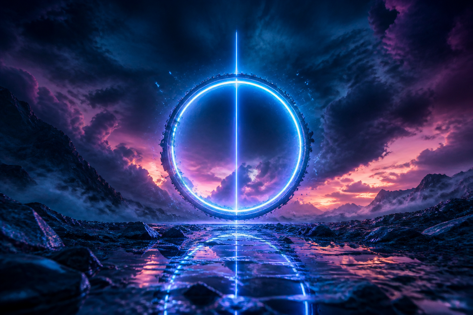 Black Background Blue Neon Shape Amoled Wallpaper  6 4K