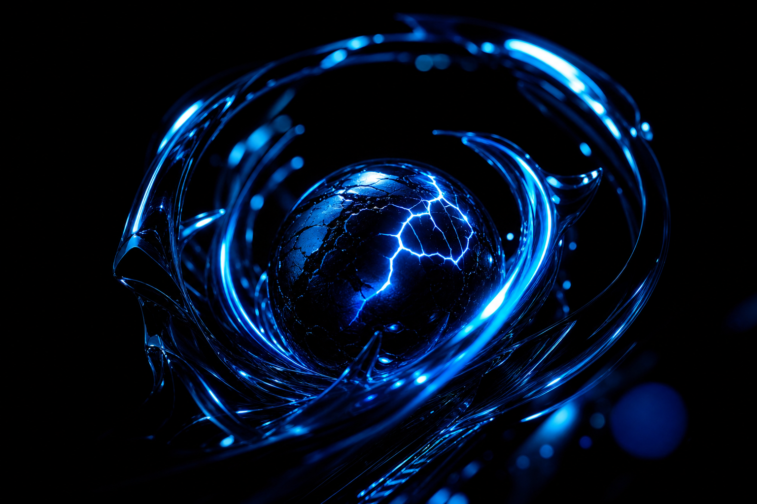 Black Background Blue Neon Shape Amoled Wallpaper  6 4K