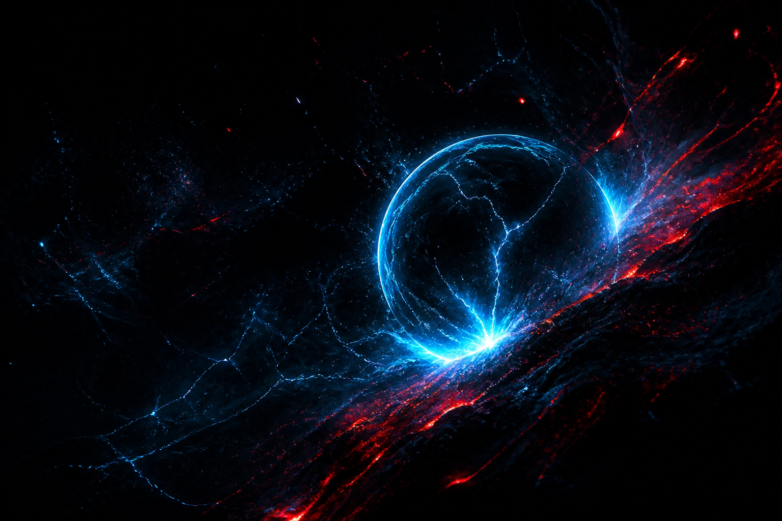 Black Background Blue Neon Shape Amoled Wallpaper  6 4K
