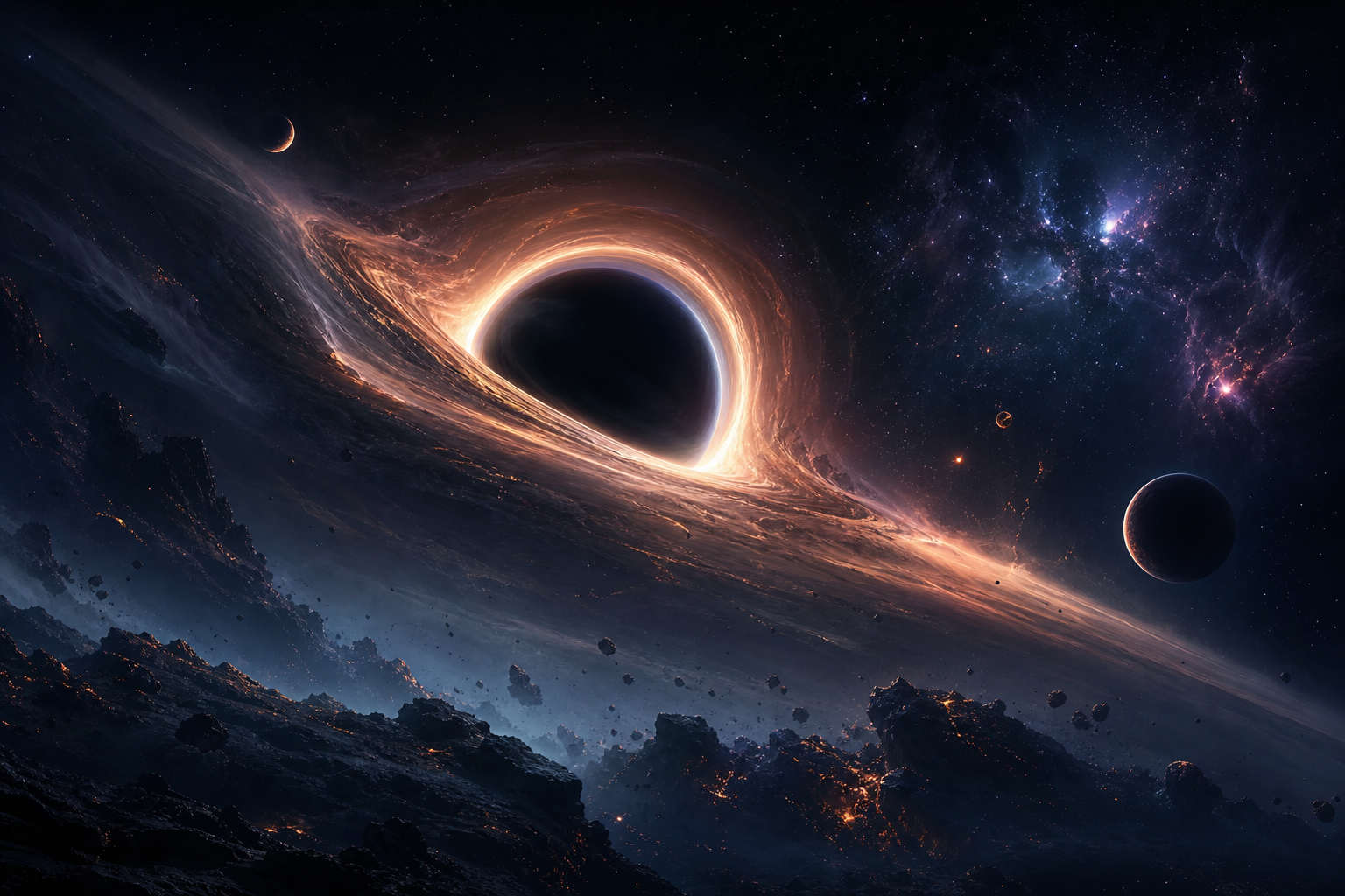 Black Hole Horizon Cinematic Space Wallpaper  3 4K