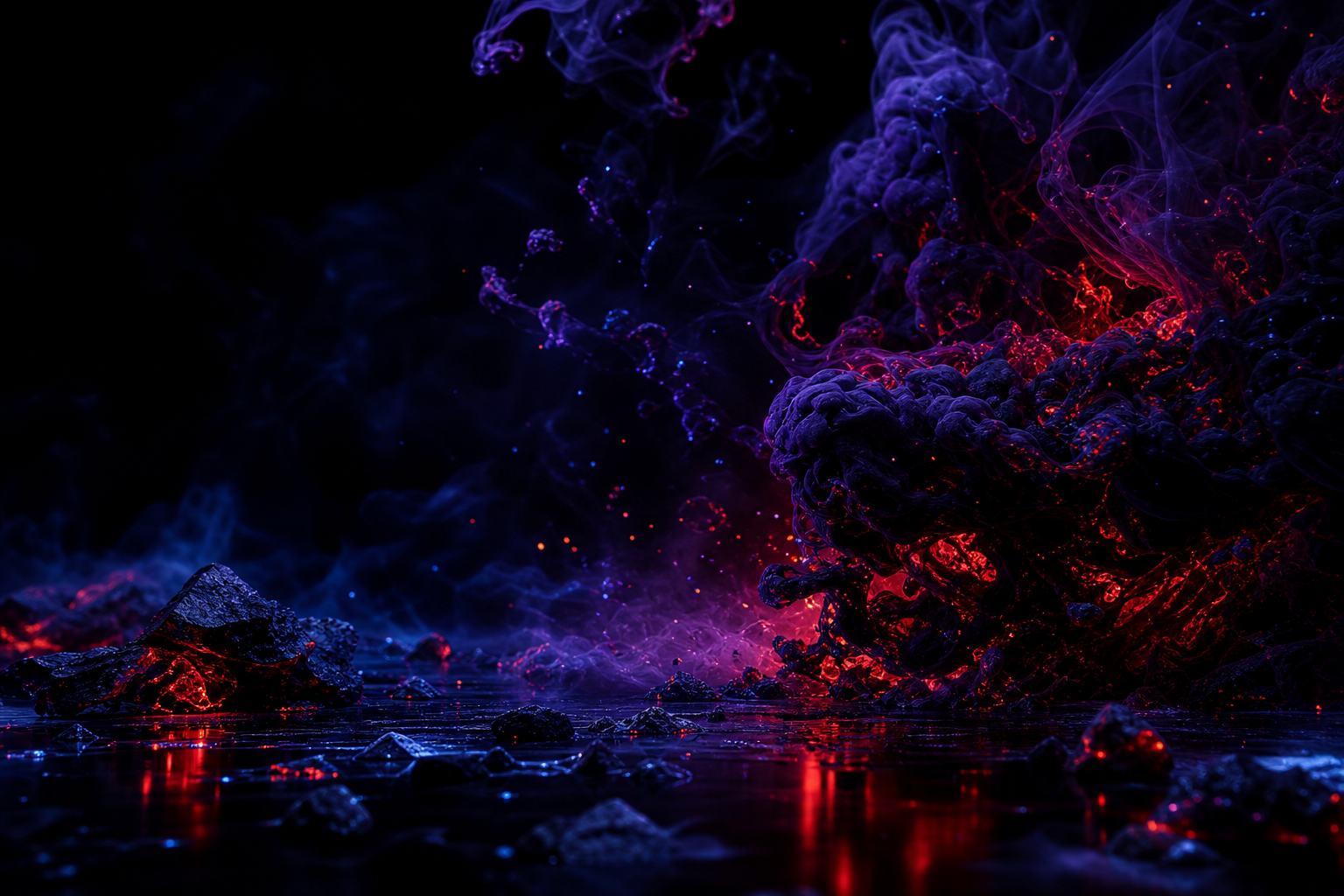 Black Purple Smoke Abstract Amoled Wallpaper  3 4K