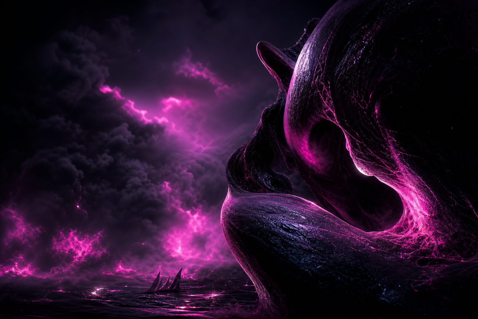 Black Purple Smoke Abstract Amoled Wallpaper  3 4K