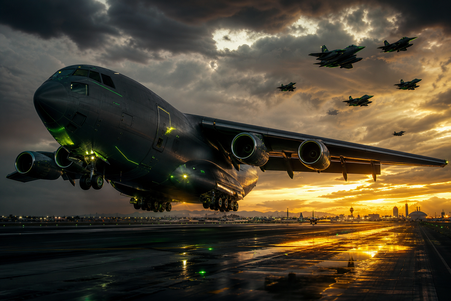 Cargo Airplane Taking Off During Golden Hour Airplanes Wallpaper  5 4K
