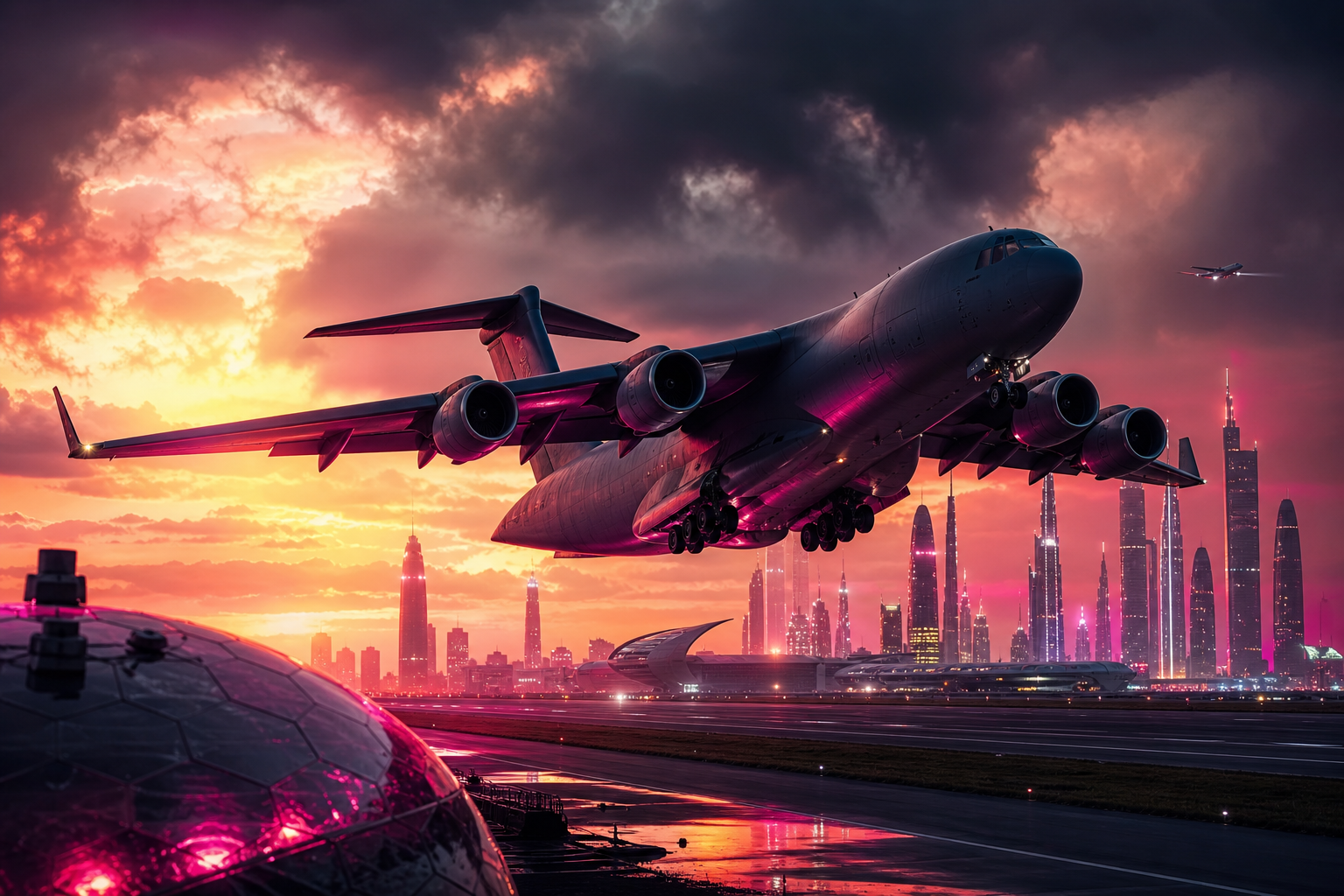 Cargo Airplane Taking Off During Golden Hour Airplanes Wallpaper  5 4K