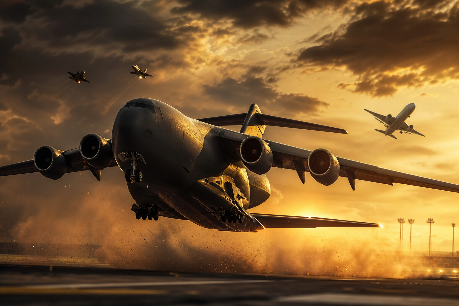 Cargo Airplane Taking Off During Golden Hour Airplanes Wallpaper  5 4K