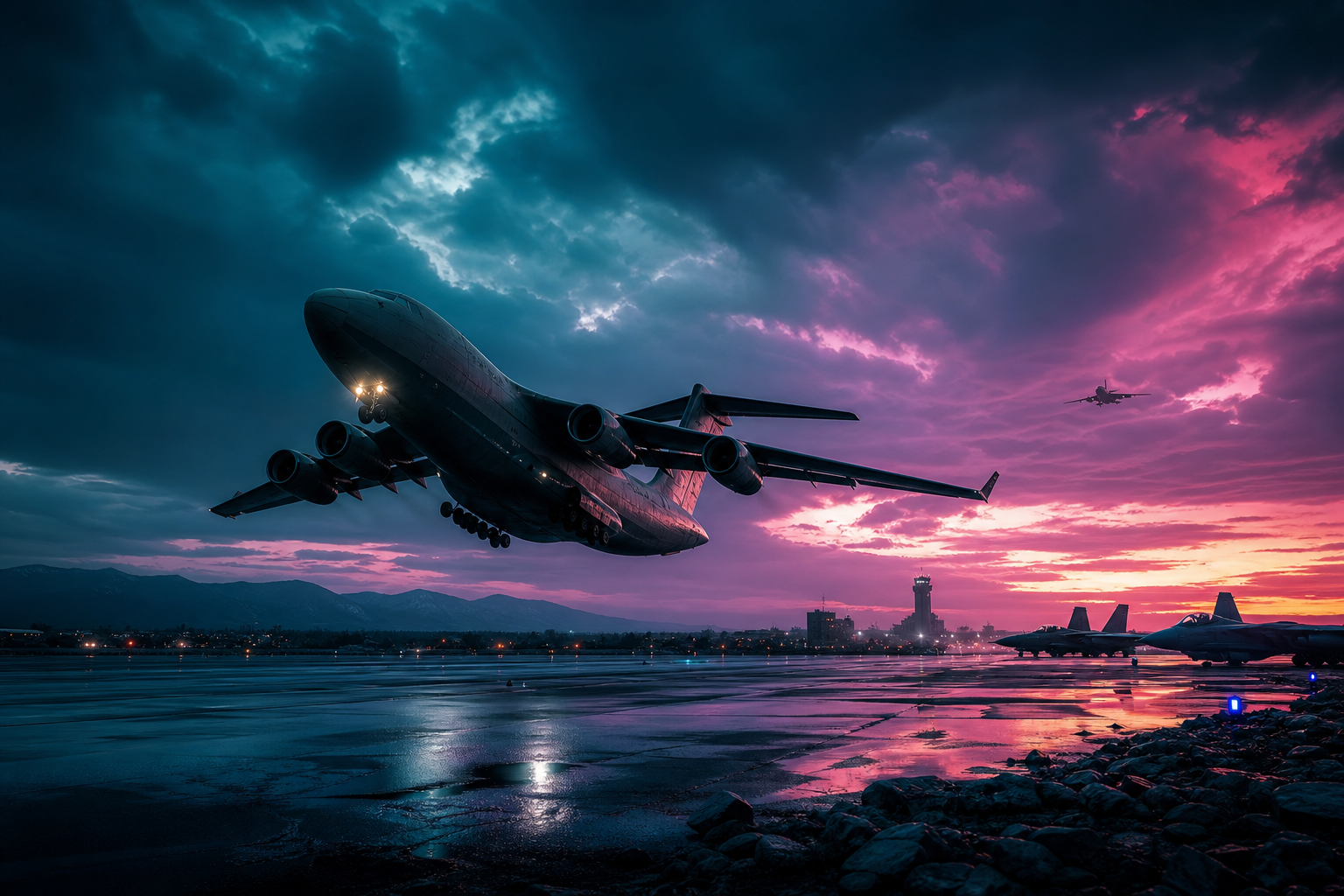 Cargo Airplane Taking Off During Golden Hour Airplanes Wallpaper  5 4K