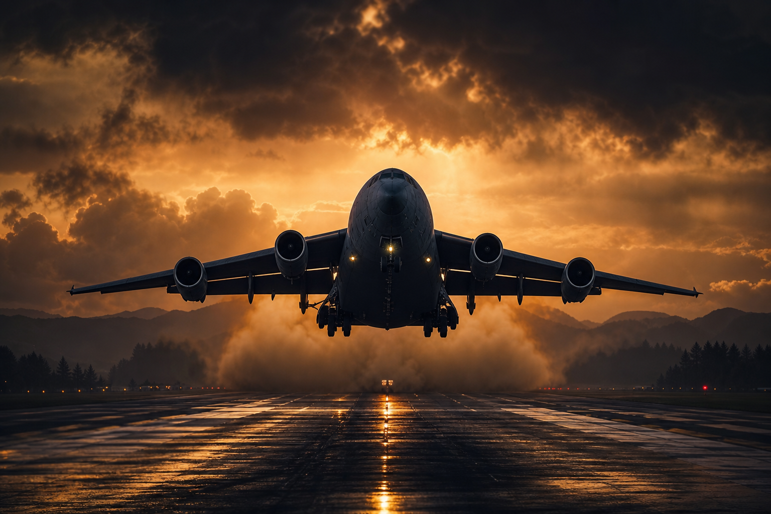 Cargo Airplane Taking Off During Golden Hour Airplanes Wallpaper  5 4K