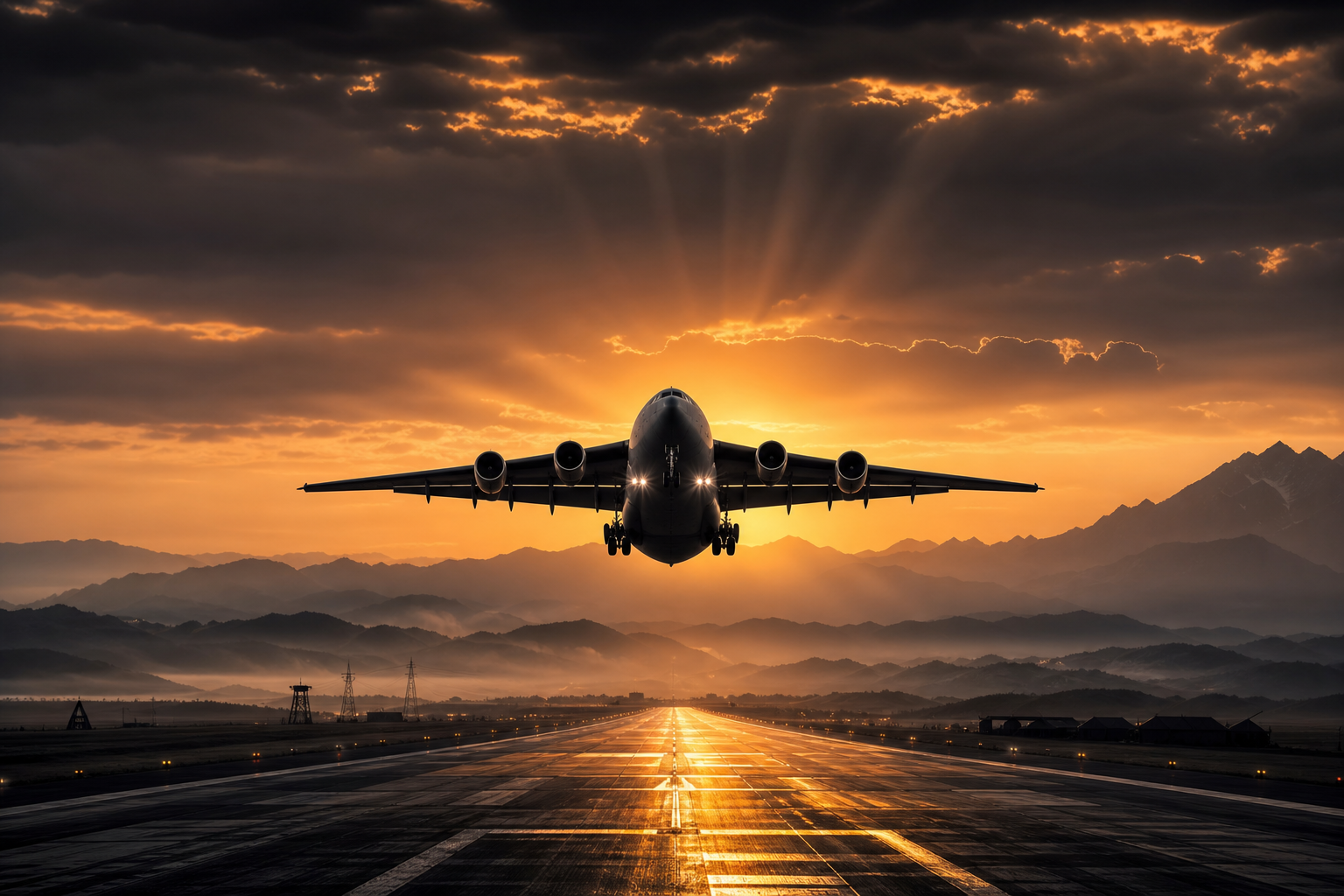 Cargo Airplane Taking Off During Golden Hour Airplanes Wallpaper  5 4K