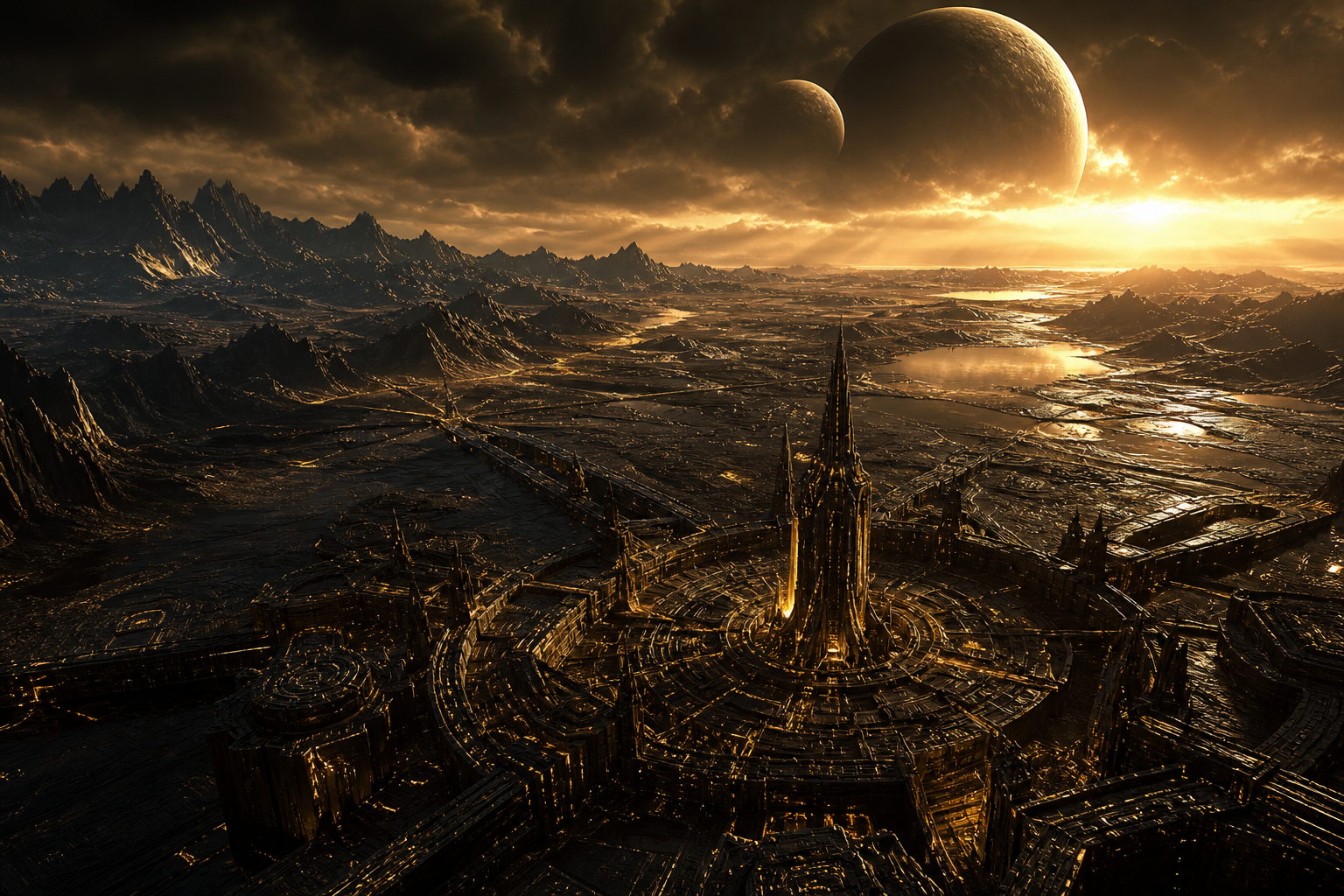 Cinematic Alien Planet Landscape With Two Moons Movie Wallpaper  8 4K