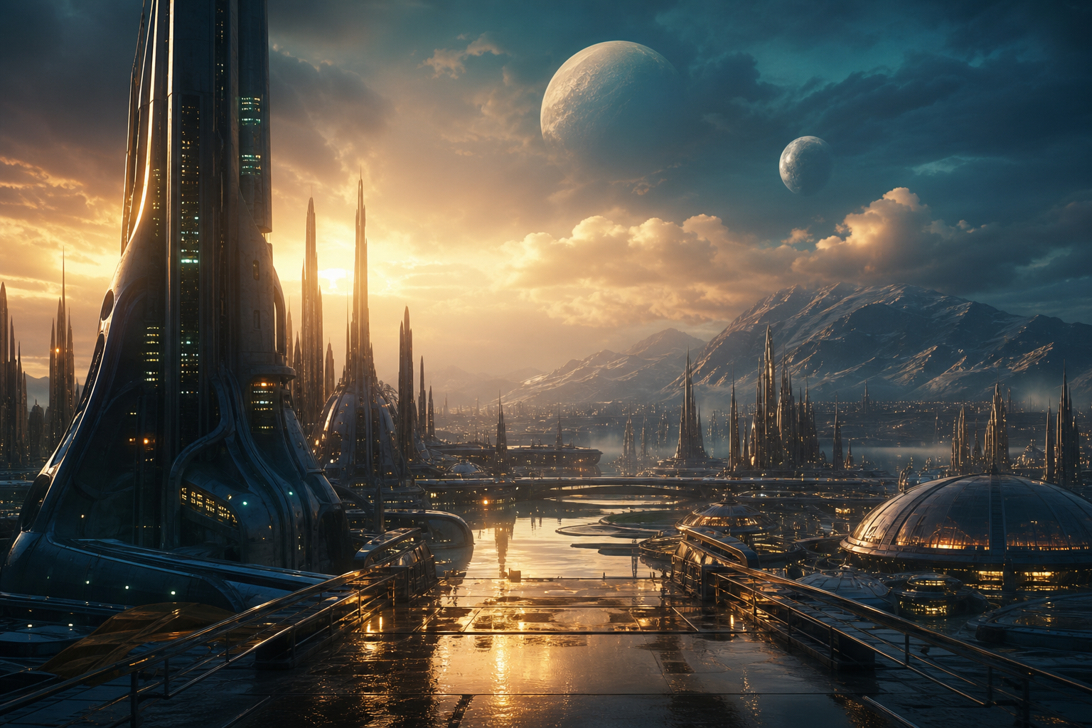 Cinematic Alien Planet Landscape With Two Moons Movie Wallpaper  8 4K