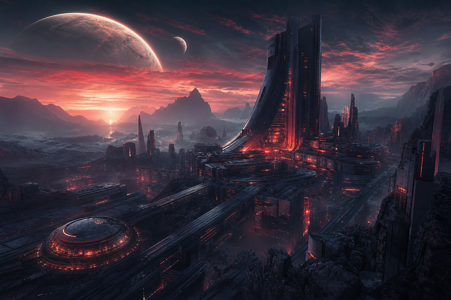 Cinematic Alien Planet Landscape With Two Moons Movie Wallpaper  8 4K
