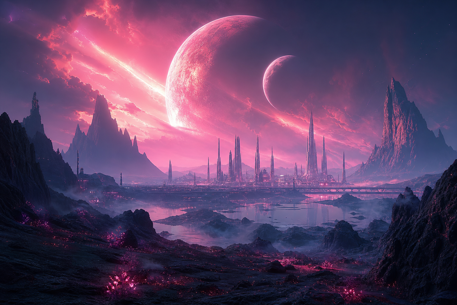 Cinematic Alien Planet Landscape With Two Moons Movie Wallpaper 8 4K 10 4K Movie Wallpaper