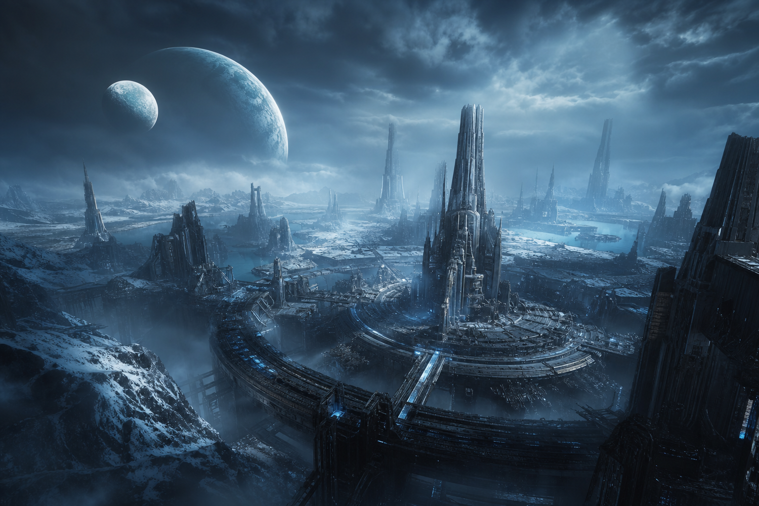 Cinematic Alien Planet Landscape With Two Moons Movie Wallpaper  8 4K