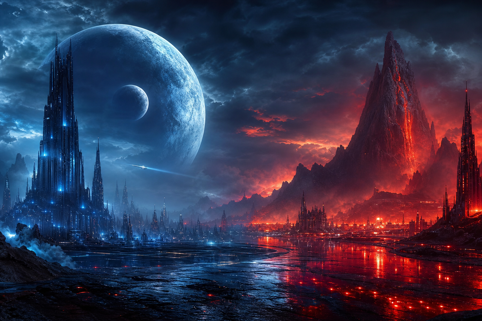 Cinematic Alien Planet Landscape With Two Moons Movie Wallpaper  8 4K