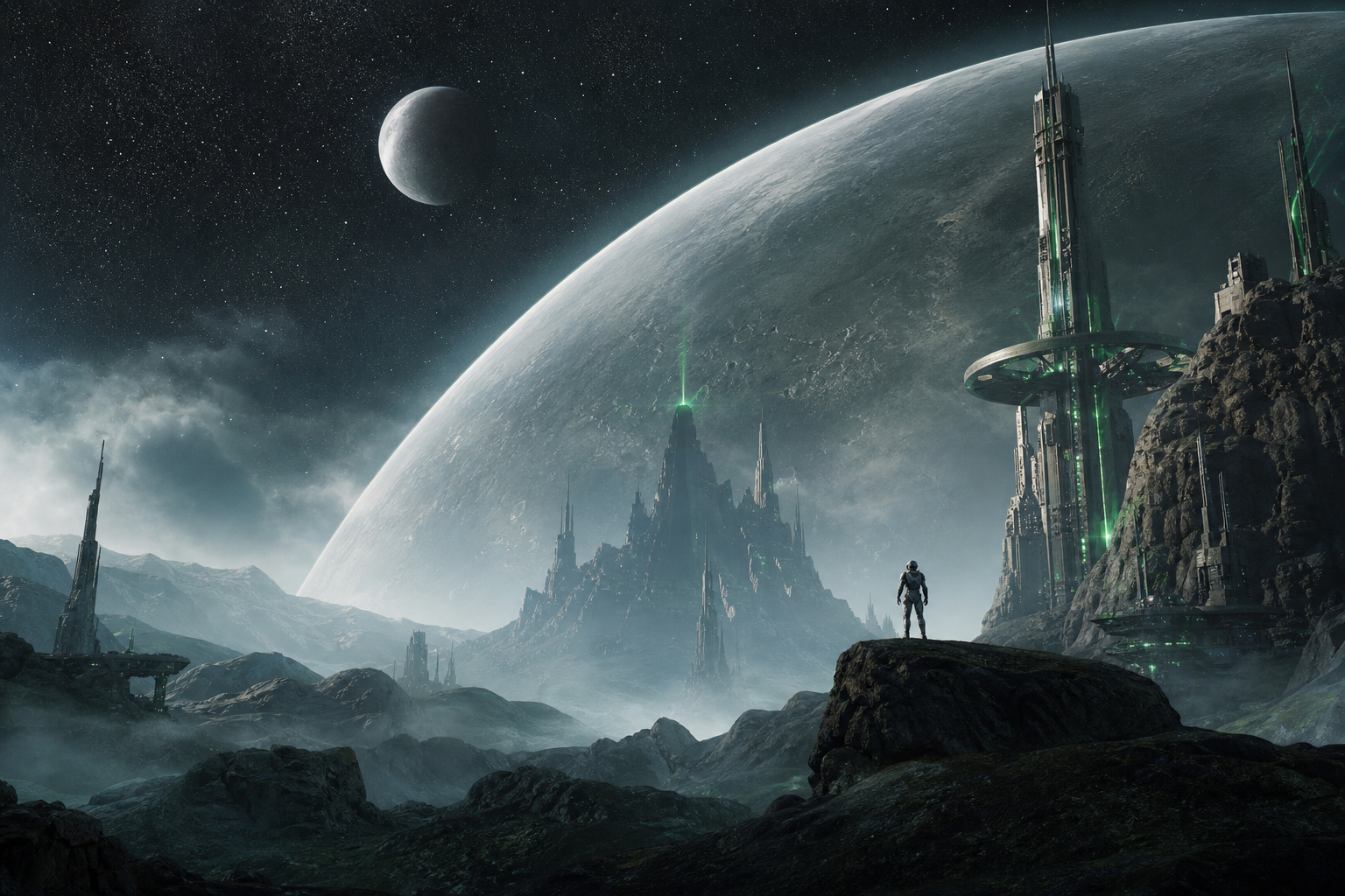 Cinematic Alien Planet Landscape With Two Moons Movie Wallpaper  8 4K