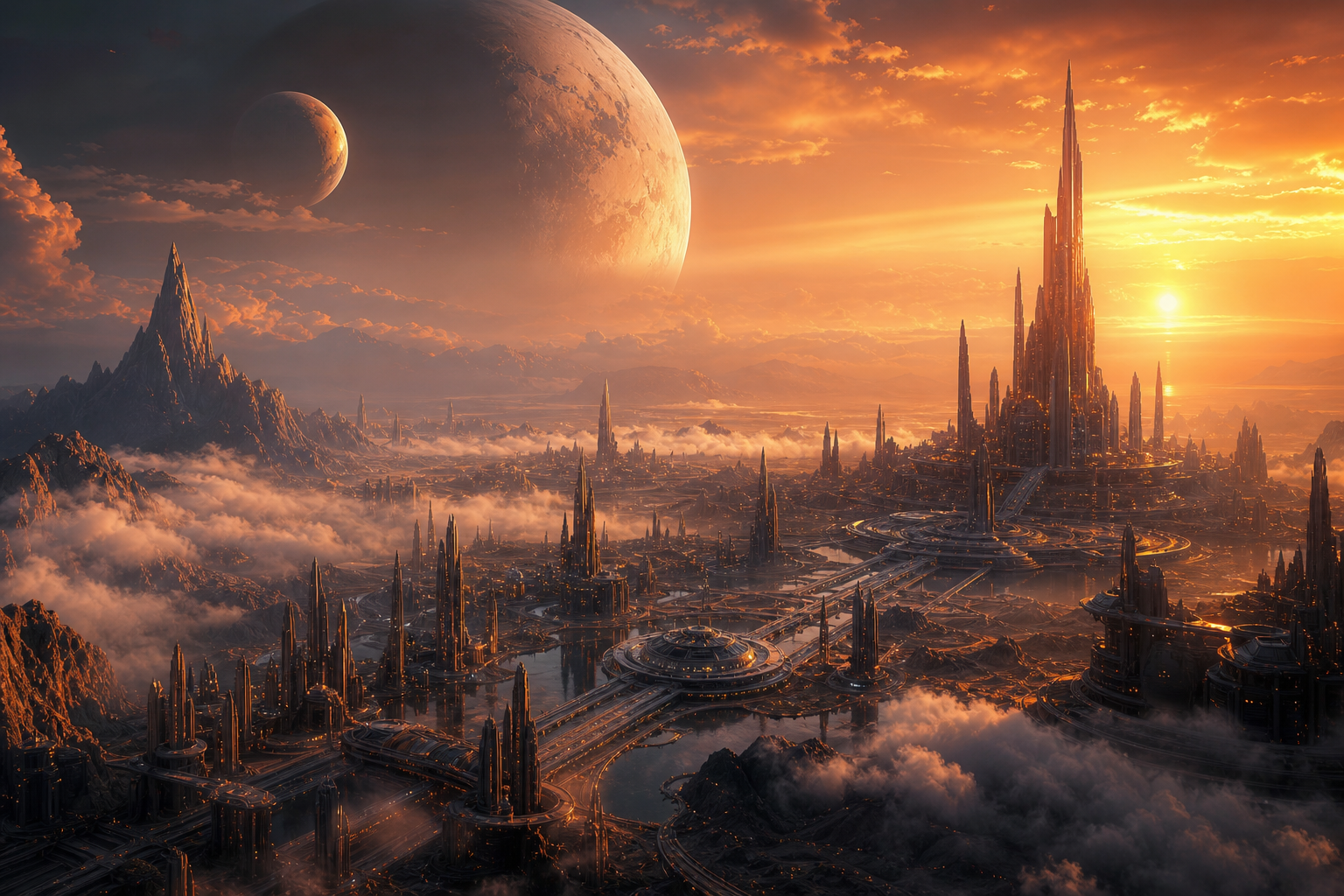 Cinematic Alien Planet Landscape With Two Moons Movie Wallpaper  8 4K