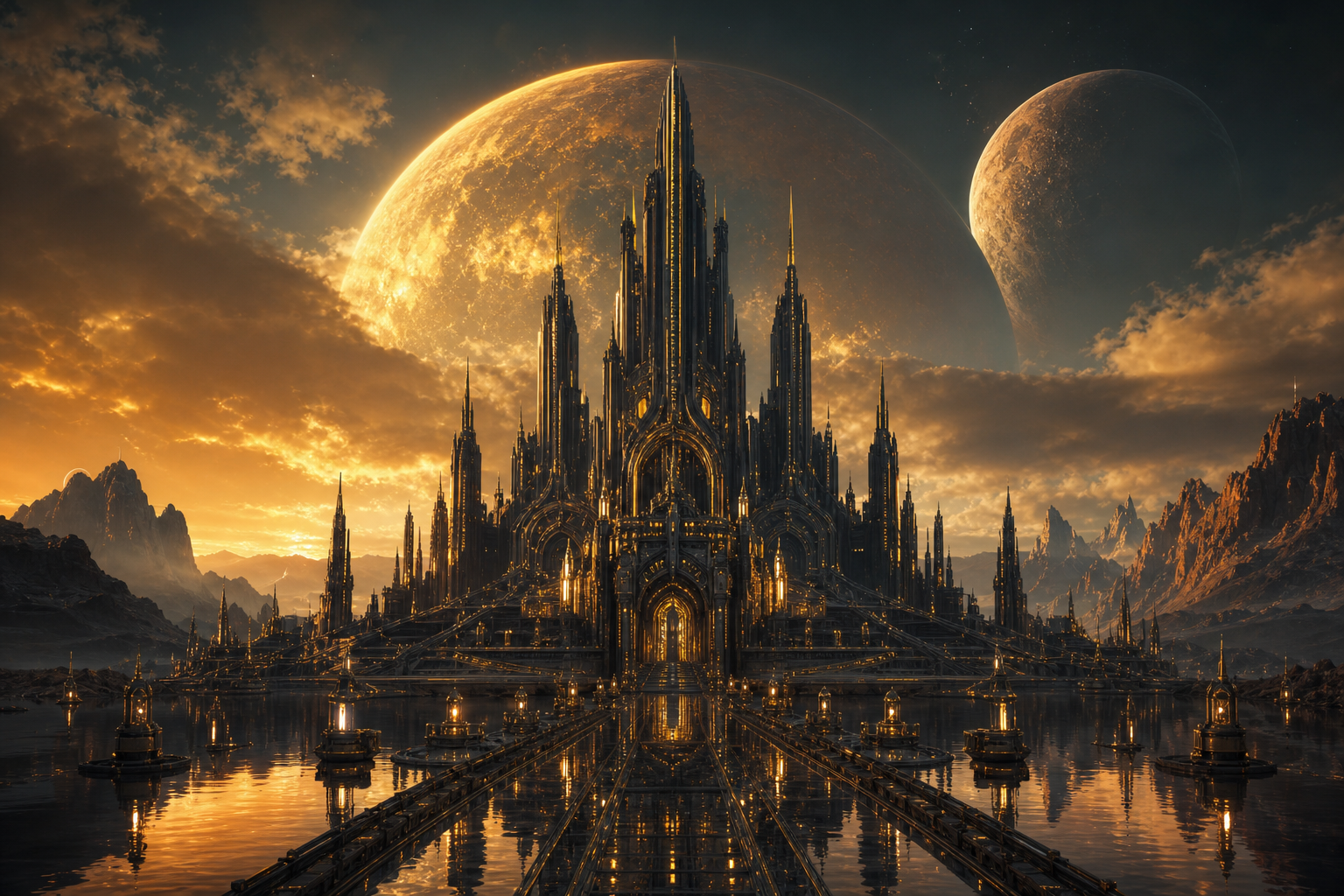 Cinematic Alien Planet Landscape With Two Moons Movie Wallpaper  8 4K