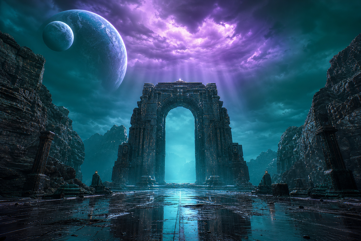 Cinematic Alien Planet Landscape With Two Moons Movie Wallpaper  8 4K