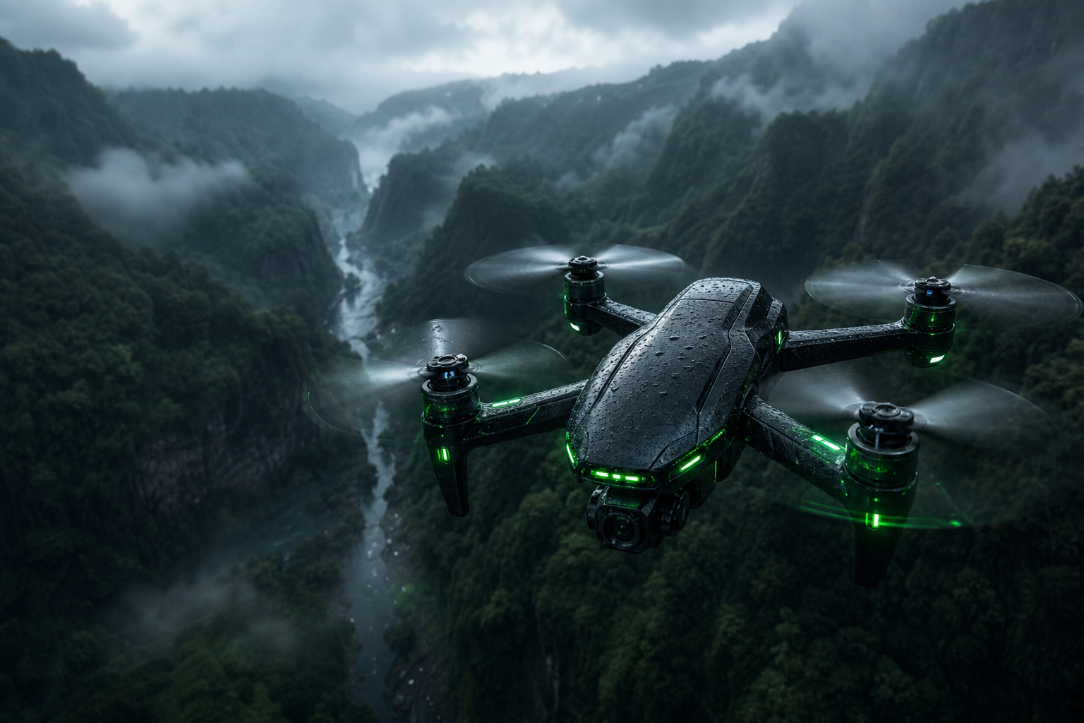 Cinematic Drone Above Forest Valley Drone Wallpaper  4 4K