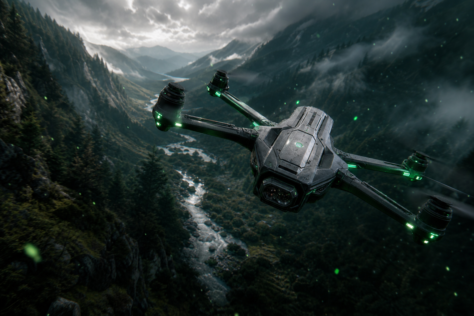 Cinematic Drone Above Forest Valley Drone Wallpaper  4 4K
