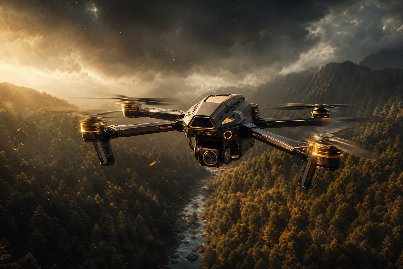Cinematic Drone Above Forest Valley Drone Wallpaper  4 4K