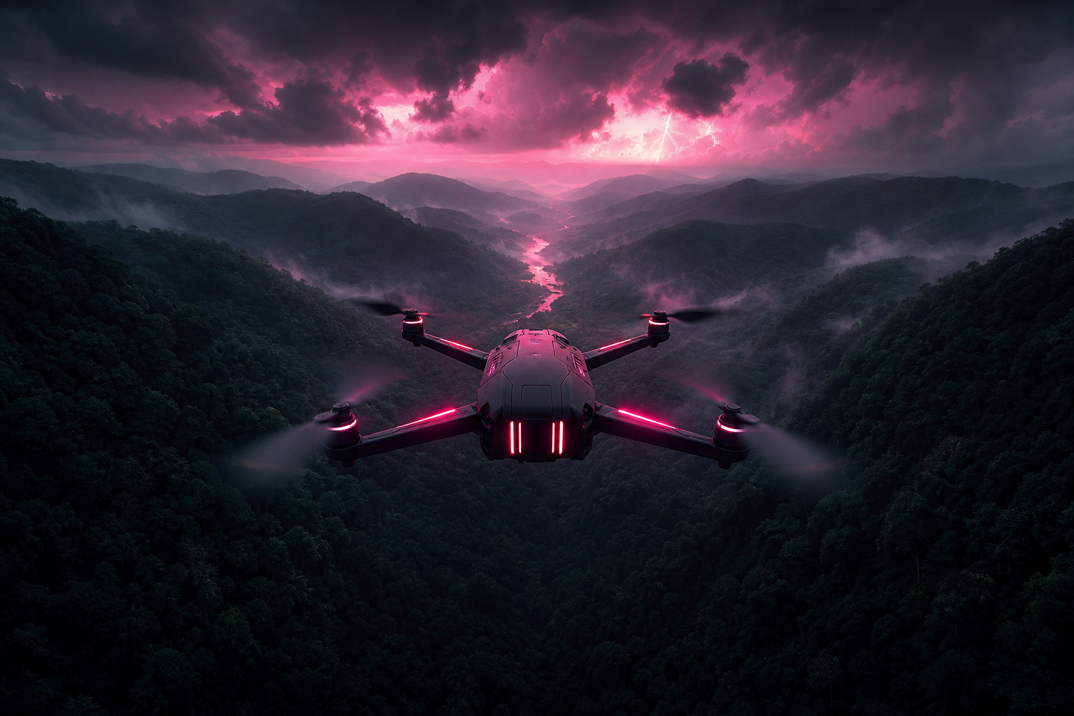 Cinematic Drone Above Forest Valley Drone Wallpaper  4 4K