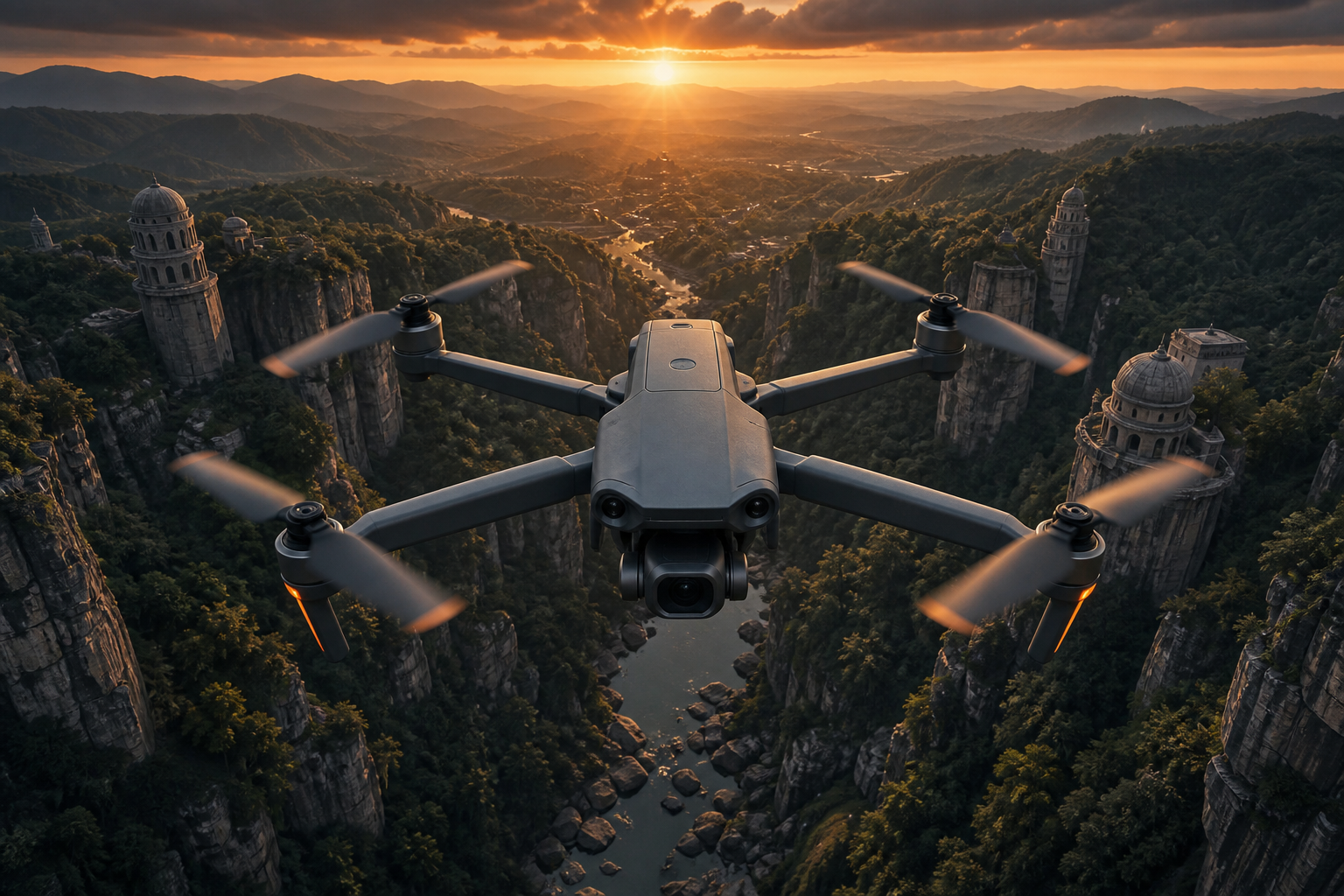 Cinematic Drone Above Forest Valley Drone Wallpaper  4 4K