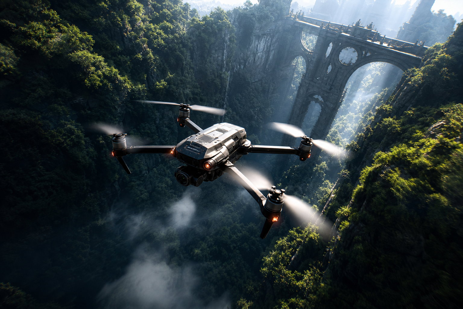 Cinematic Drone Above Forest Valley Drone Wallpaper  4 4K
