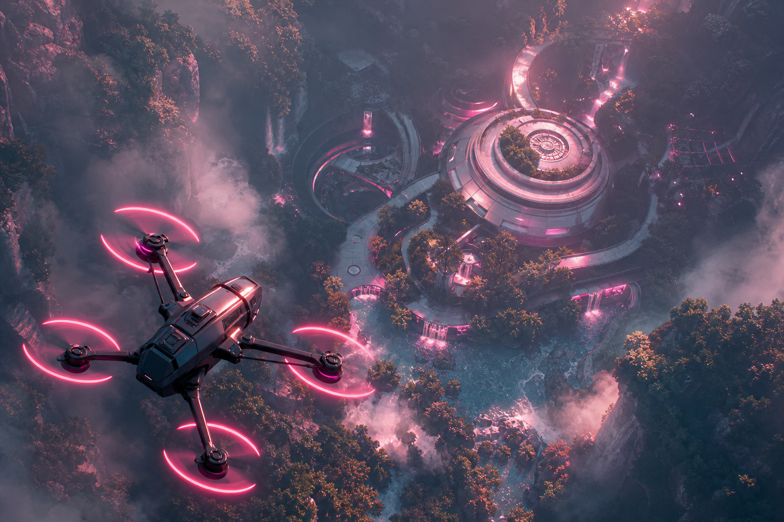 Cinematic Drone Above Forest Valley Drone Wallpaper  4 4K