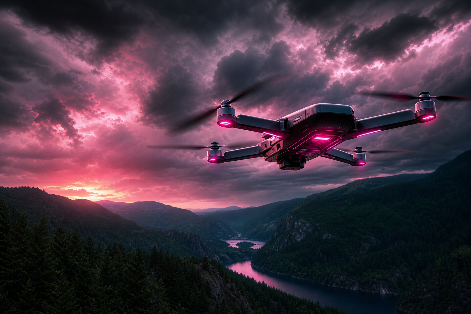 Cinematic Drone Above Forest Valley Drone Wallpaper  4 4K