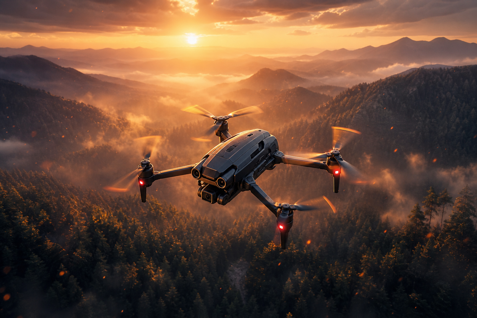 Cinematic Drone Above Forest Valley Drone Wallpaper  4 4K
