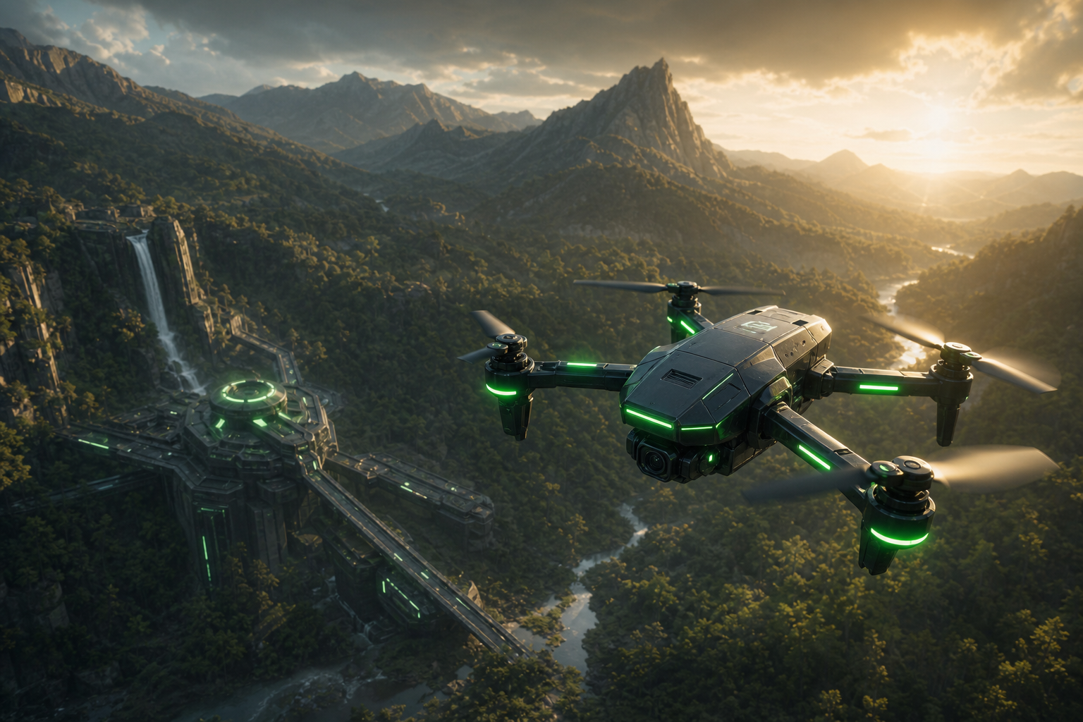 Cinematic Drone Above Forest Valley Drone Wallpaper  4 4K