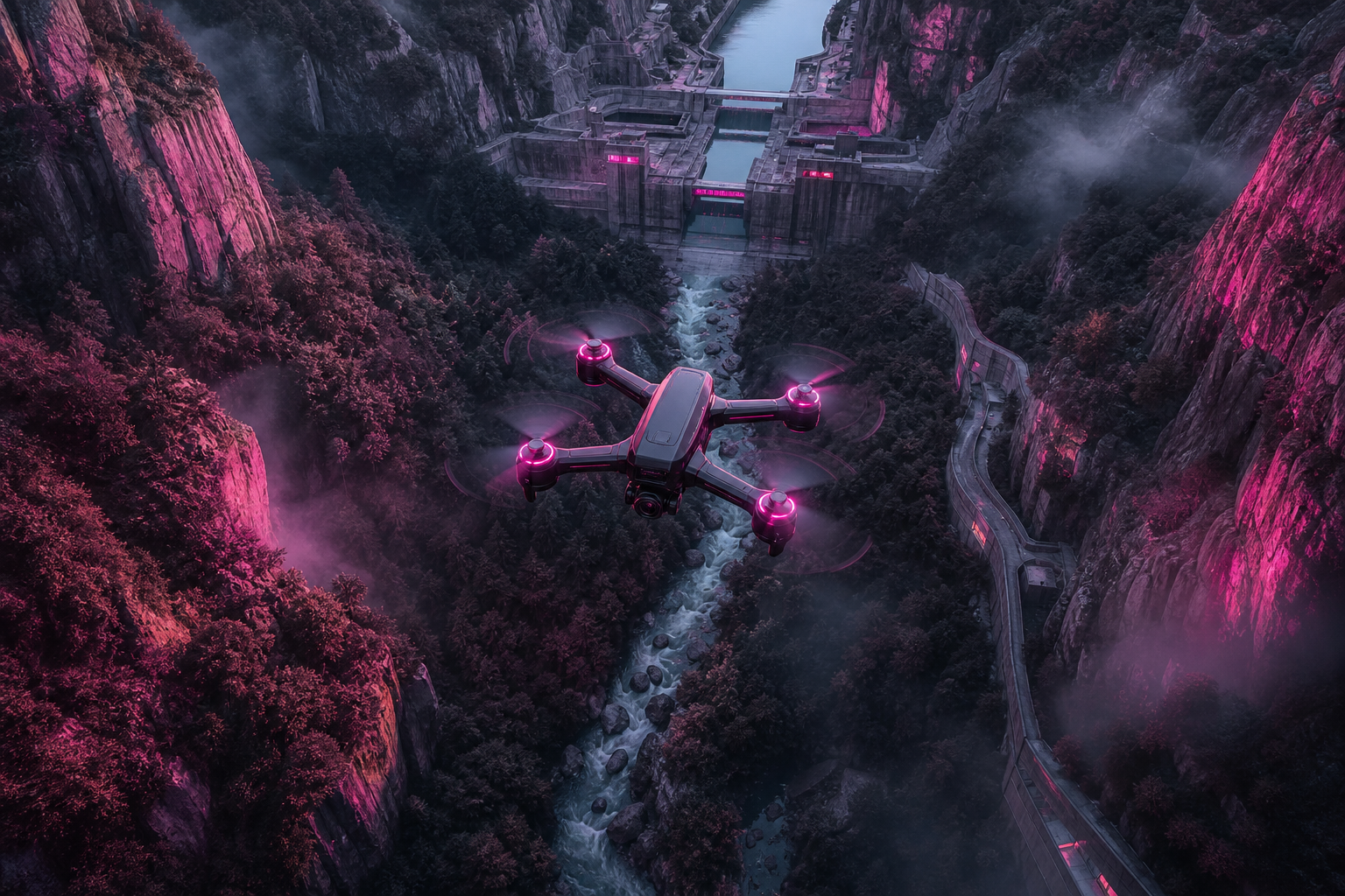 Cinematic Drone Above Forest Valley Drone Wallpaper  4 4K