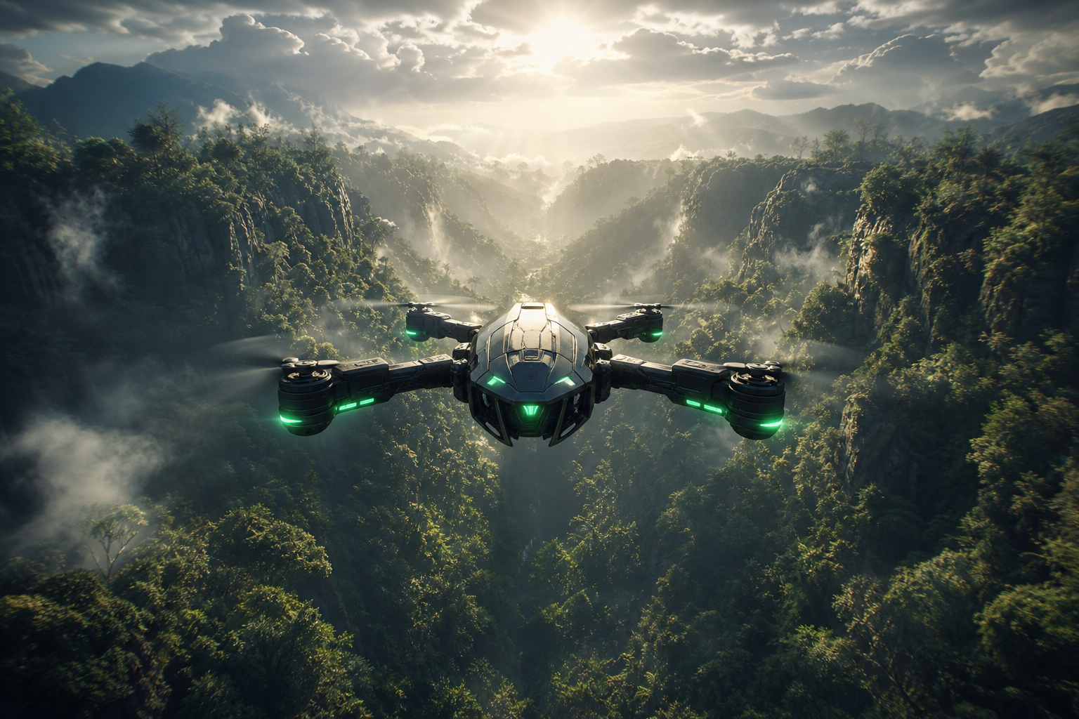 Cinematic Drone Above Forest Valley Drone Wallpaper  4 4K