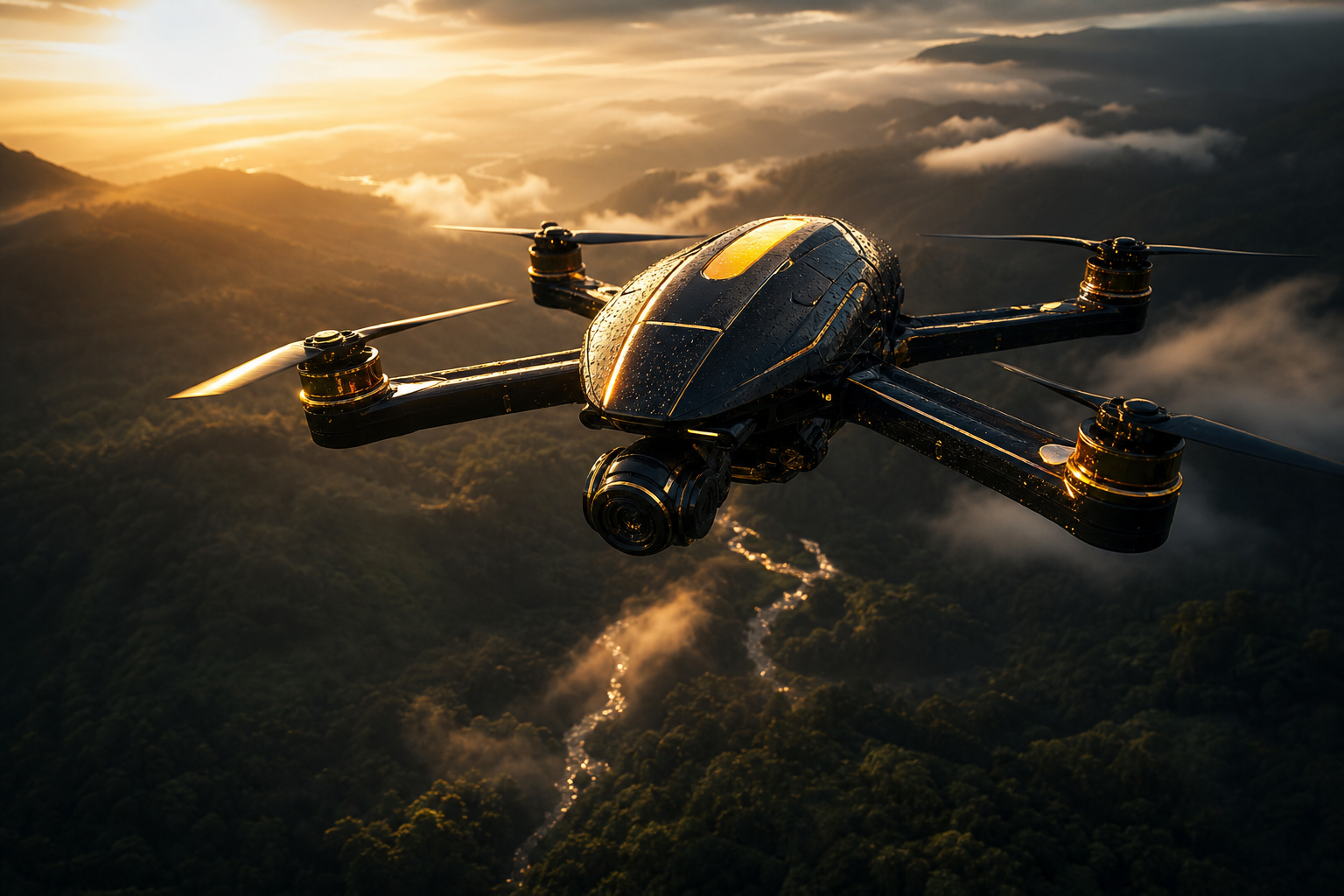 Cinematic Drone Above Forest Valley Drone Wallpaper  4 4K