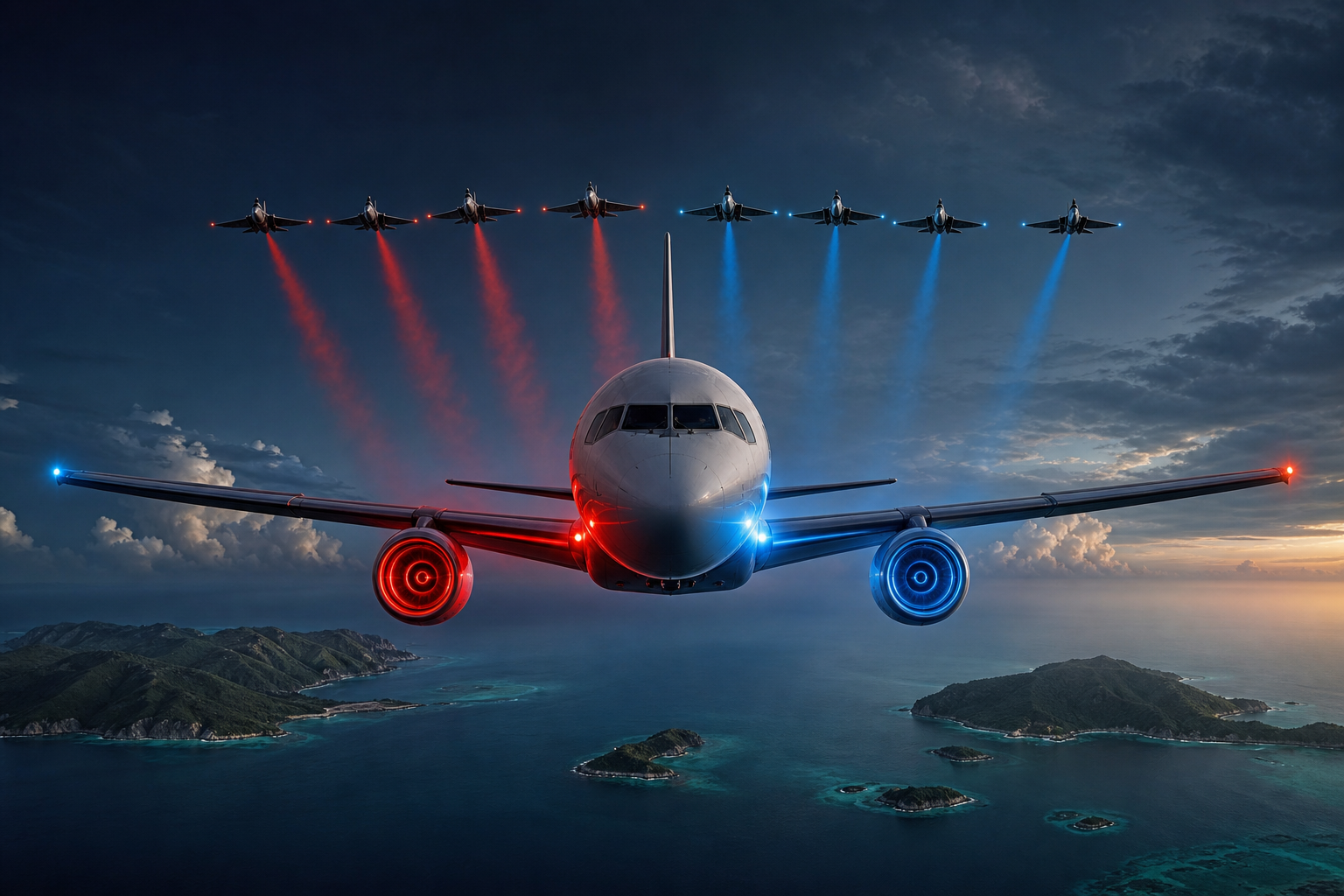 Commercial Airliner Above Tropical Islands In Clear Blue Sky Airplanes Wallpaper  2 4K