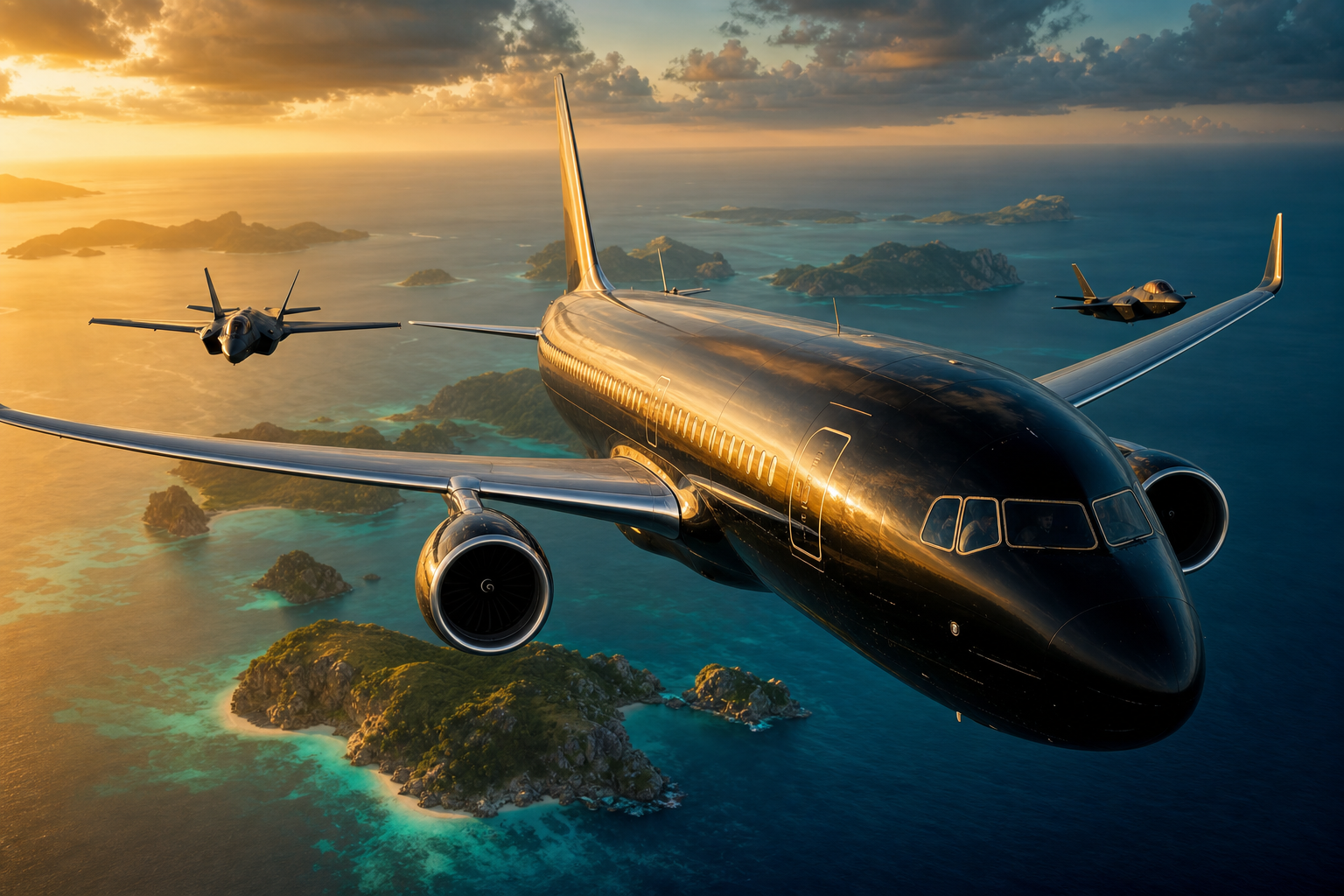 Commercial Airliner Above Tropical Islands In Clear Blue Sky Airplanes Wallpaper  2 4K